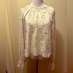 Free People white eyelet long sleeved blouse  size XS